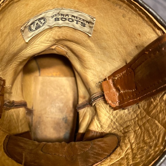 Bona Allen Boots Vintage Round Toe Cowboy Brown Leather Women Size 8 - Picture 7 of 9